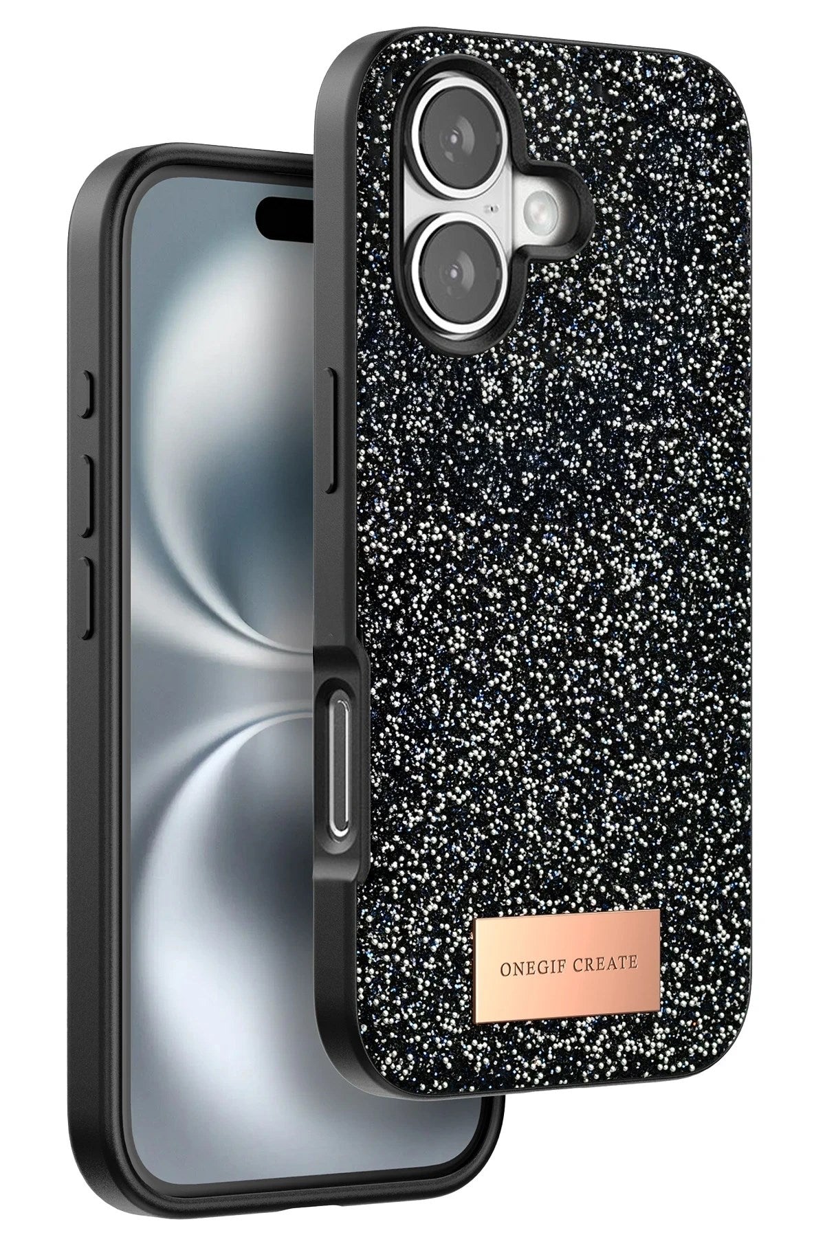 Mey İthalat® iPhone 16 Plus Bright Simli Kapak - Siyah
