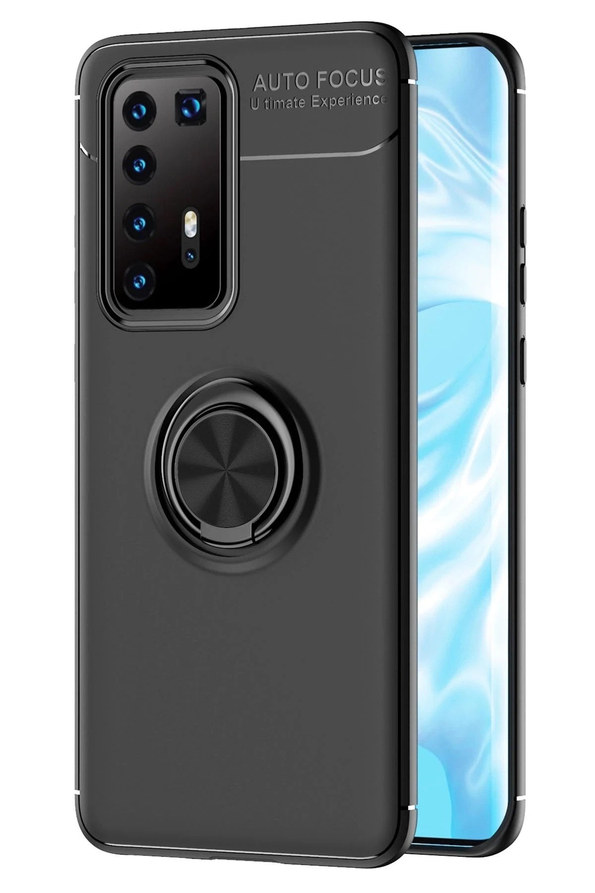 Mey İthalat® Huawei P40 Pro Kılıf Range Yüzüklü Silikon - Siyah