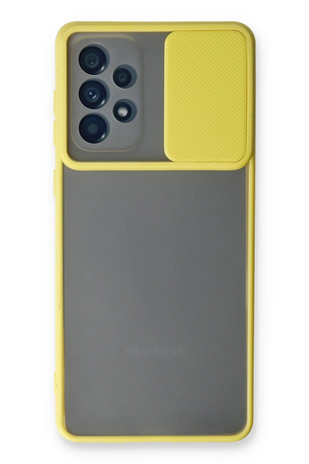 Mey İthalat® Samsung Galaxy A73 5G Kılıf Palm Buzlu Kamera Sürgülü Silikon - Sarı