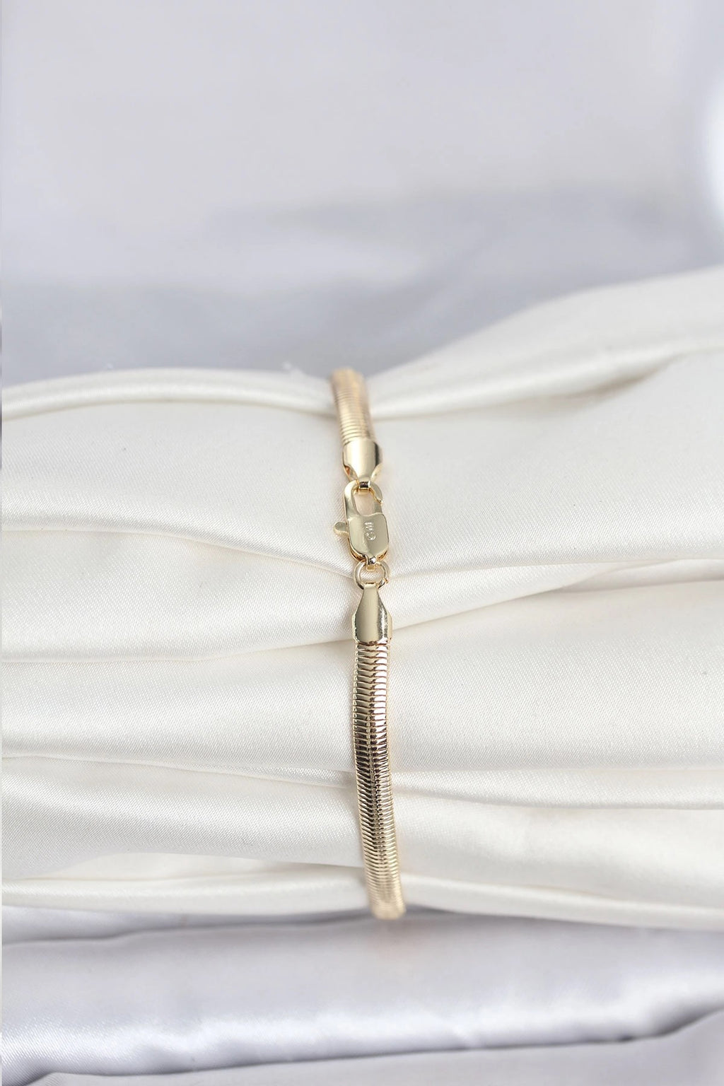 Mey İthalat® CM 14K Gold Renk Yassı Yılan Zincir Model Kadın Bileklik