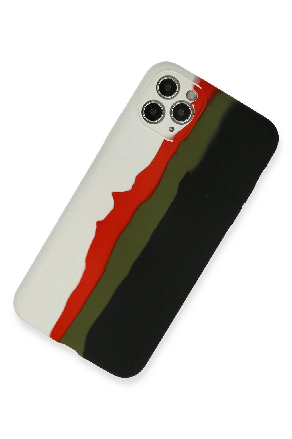 Mey İthalat® iPhone 11 Pro Kılıf Ebruli Lansman Silikon - Beyaz-Siyah