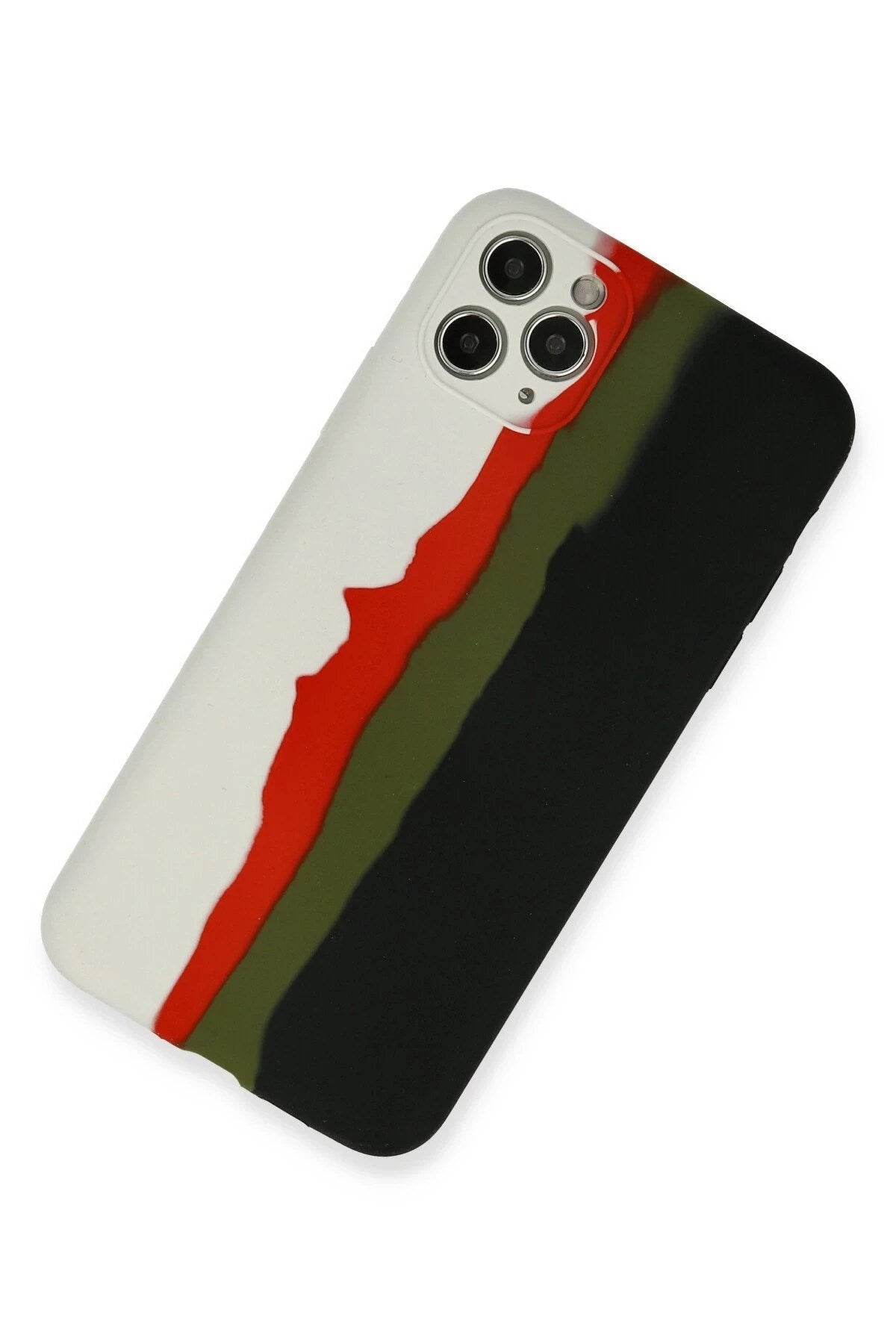 Mey İthalat® iPhone 11 Pro Kılıf Ebruli Lansman Silikon - Beyaz-Siyah