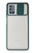 Mey İthalat® Samsung Galaxy M51 Kılıf Palm Buzlu Kamera Sürgülü Silikon - Yeşil