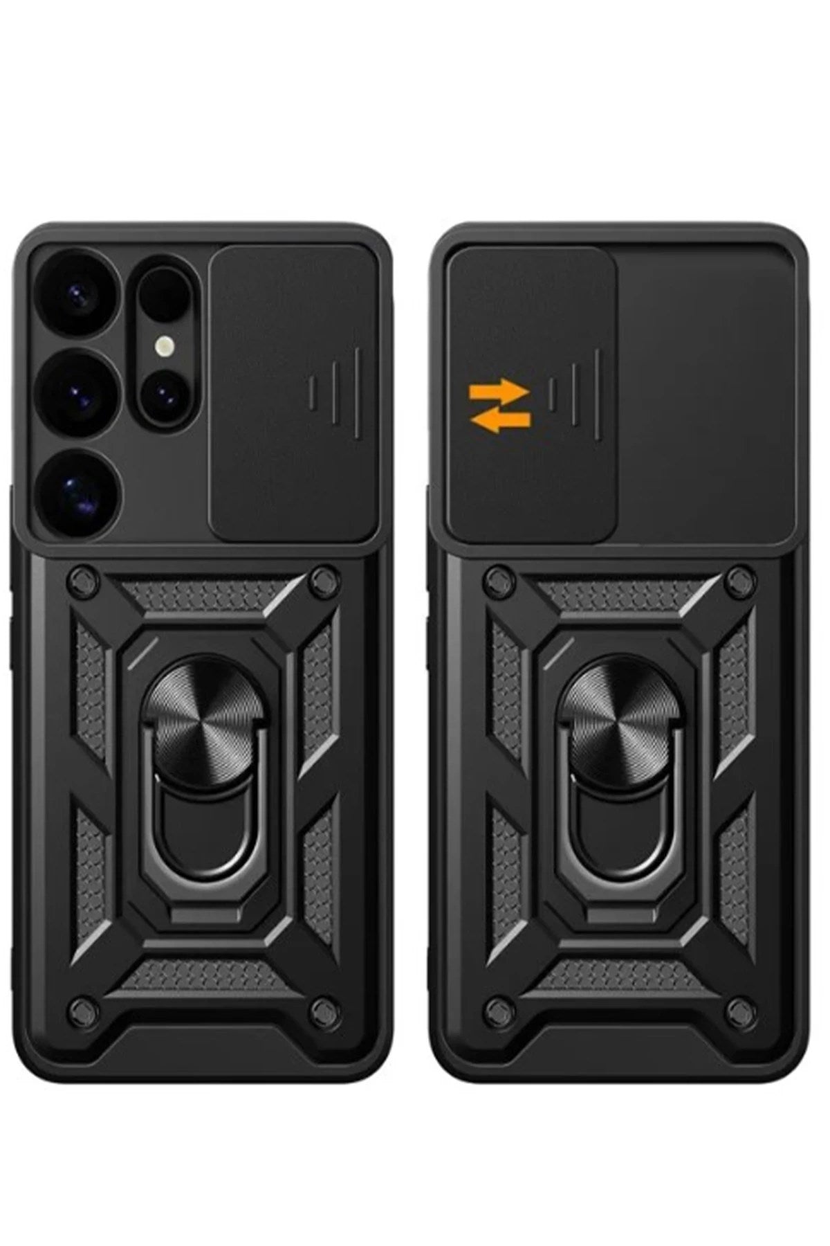 Mey İthalat® Samsung Galaxy S25 Ultra Kılıf Pars Lens Yüzüklü Silikon - Yeşil