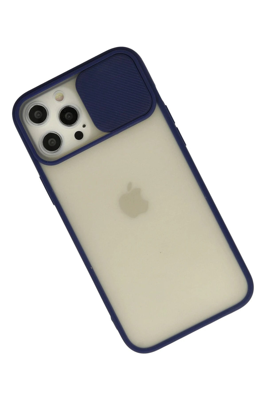Mey İthalat® iPhone 12 Pro Max Kılıf Palm Buzlu Kamera Sürgülü Silikon - Lacivert