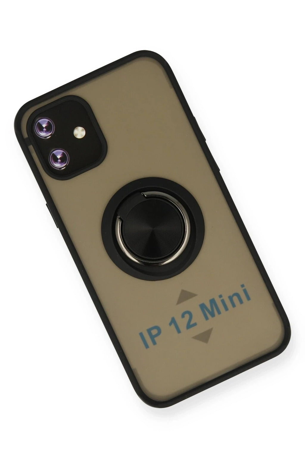 Mey İthalat® iPhone 12 Mini Kılıf Montreal Yüzüklü Silikon Kapak - Siyah