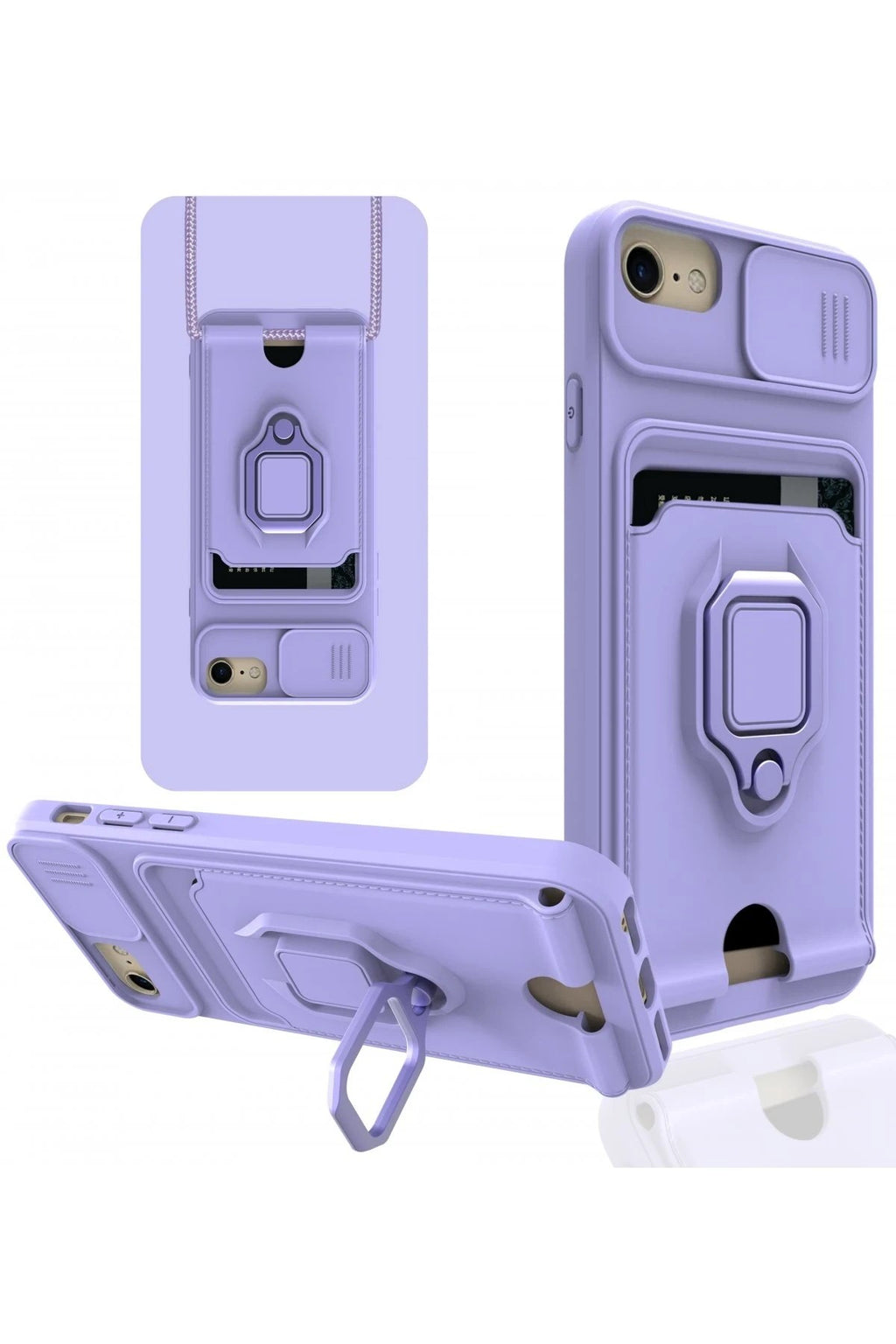 Mey İthalat® iPhone 6 Kılıf Zuma Kartvizitli Yüzüklü Silikon - Lila