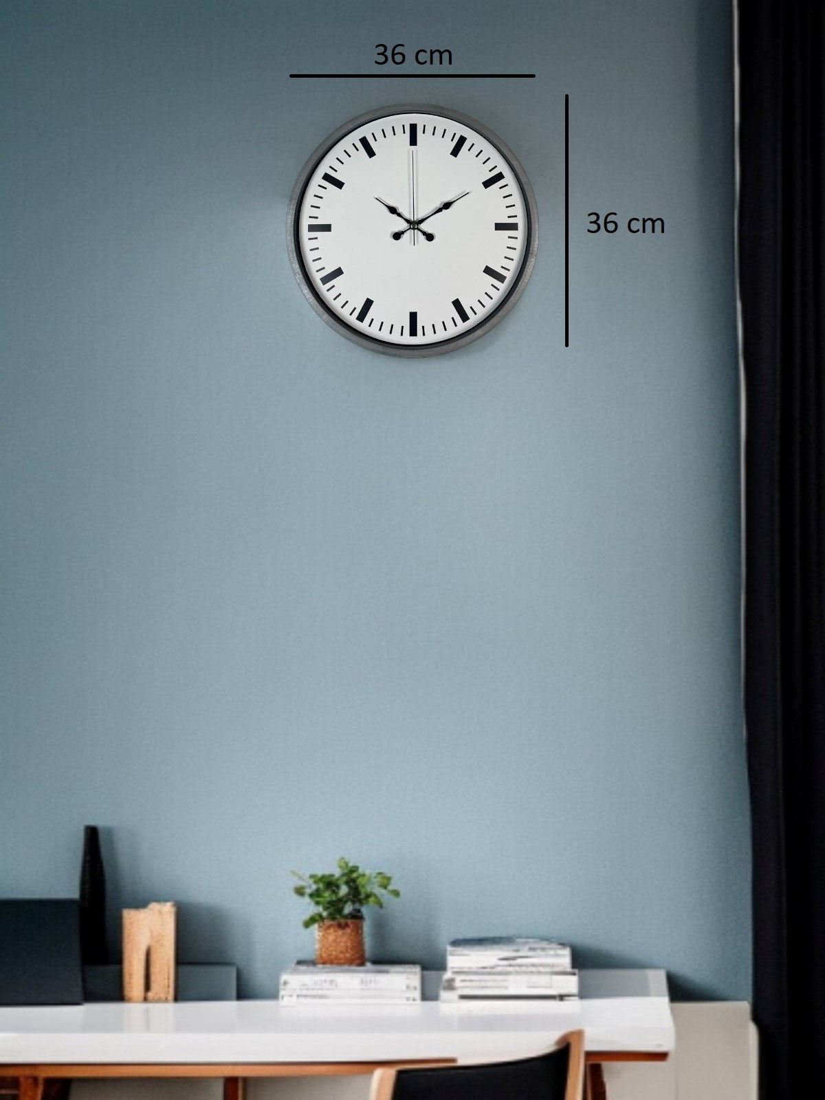 36 Cm Gri Sade Dekoratif Duvar Saati