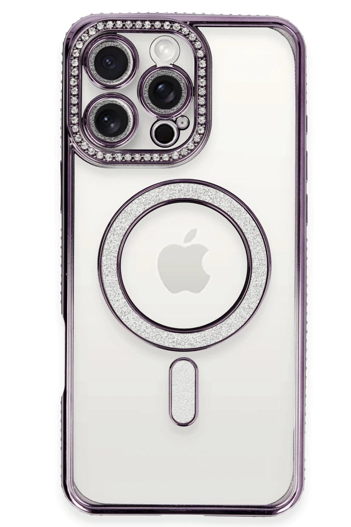 Mey İthalat® iPhone 16 Pro Kılıf Joke Simli Magneticsafe Kılıf - Derin Mor
