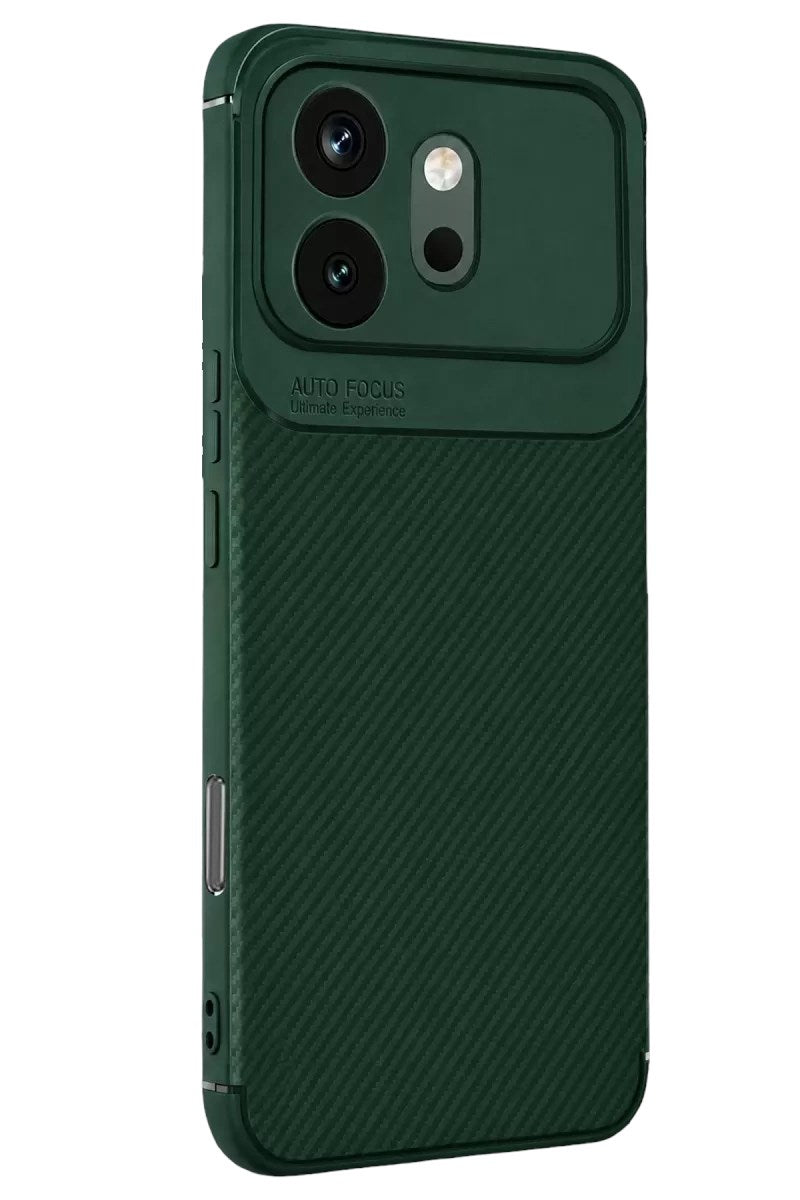 Mey İthalat® Huawei Honor 600 Auto Focus Karbon Kapak - Koyu Yeşil