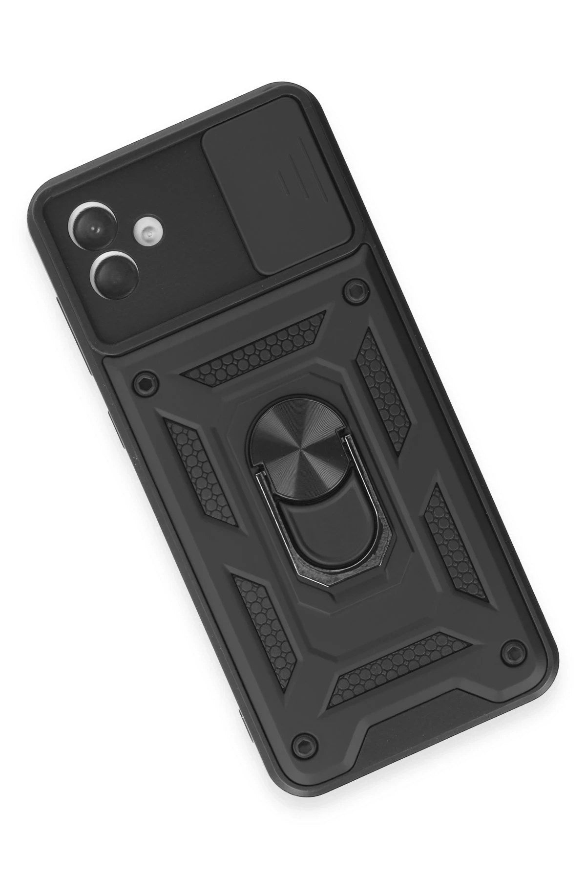 Mey İthalat® Samsung Galaxy A04E Kılıf Pars Lens Yüzüklü Silikon - Siyah