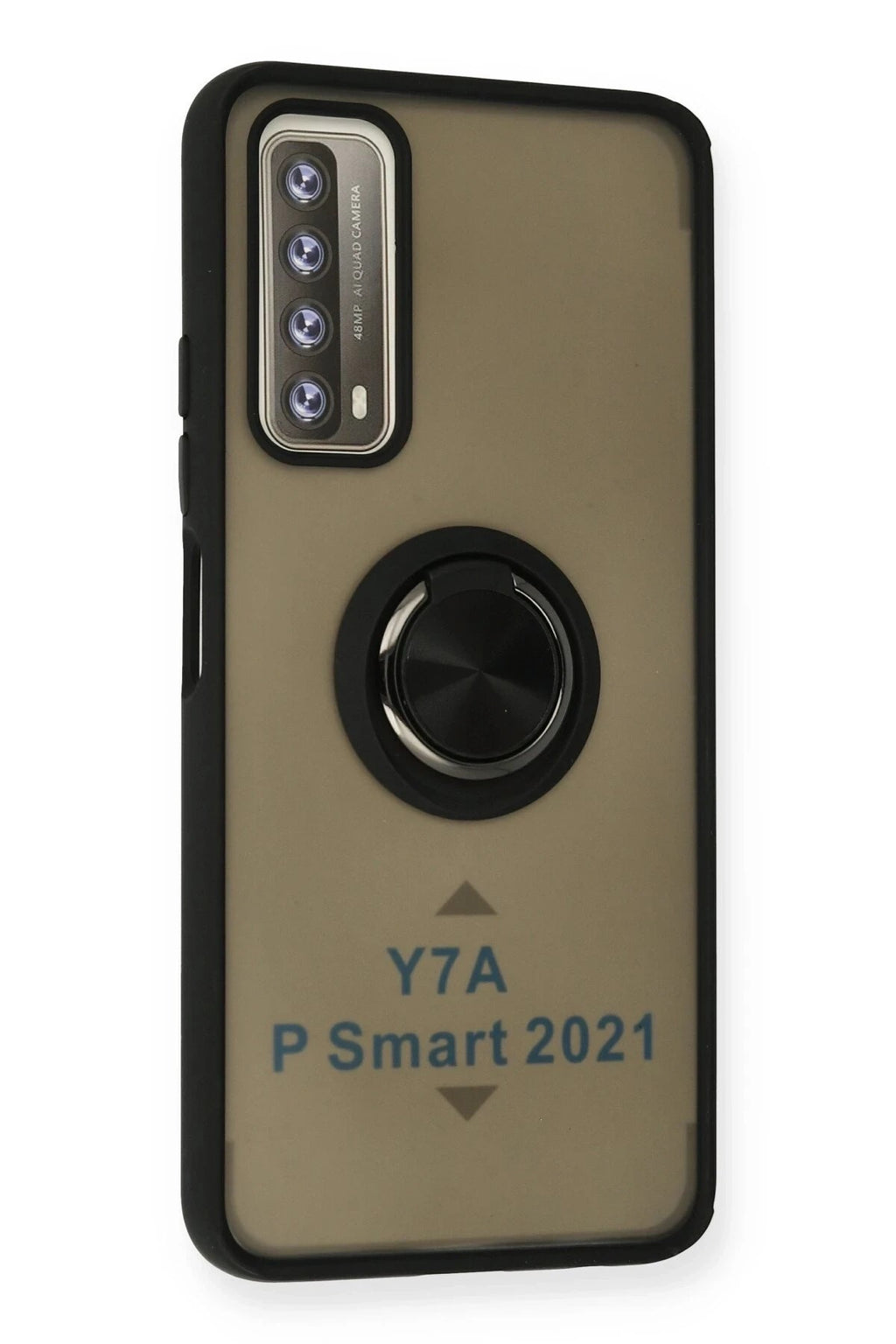 Mey İthalat® Huawei P Smart 2021 Kılıf Montreal Yüzüklü Silikon Kapak - Siyah