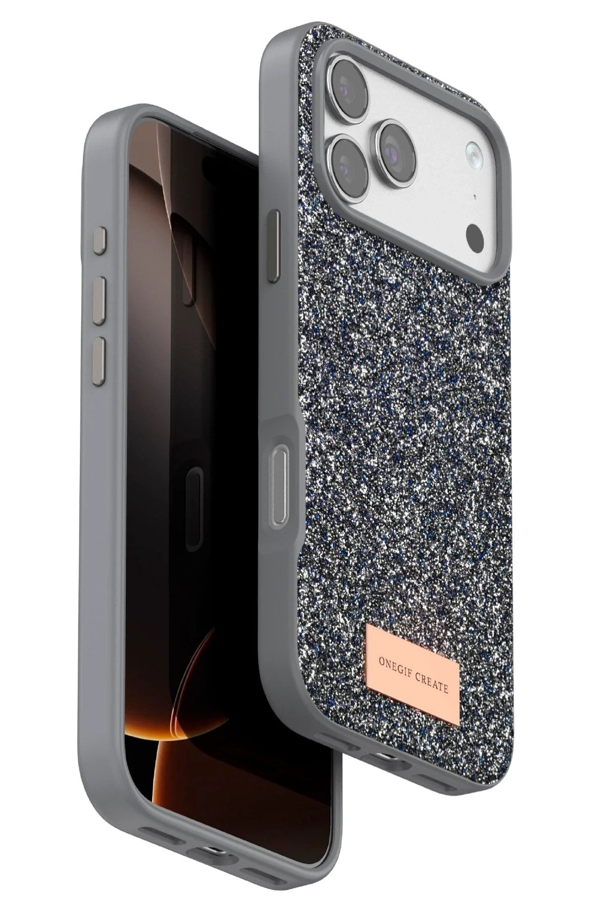 Mey İthalat® iPhone 17 Pro Max Bright Simli Kapak - Gümüş