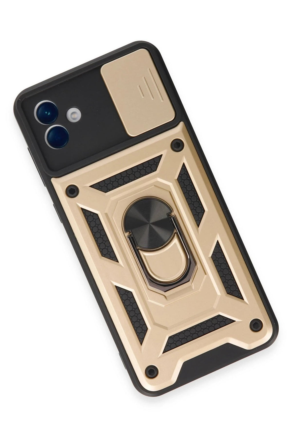 Mey İthalat® Samsung Galaxy A04E Kılıf Pars Lens Yüzüklü Silikon - Gold