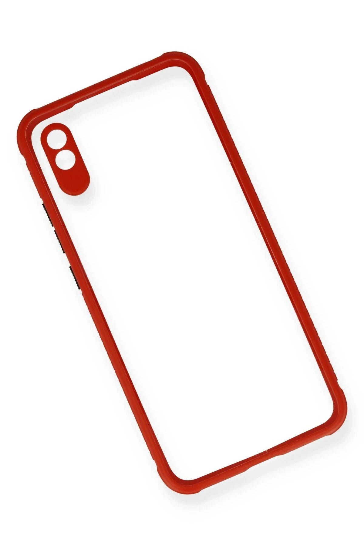 Mey İthalat® Redmi 9A Kılıf Miami Şeffaf Silikon - Kırmızı