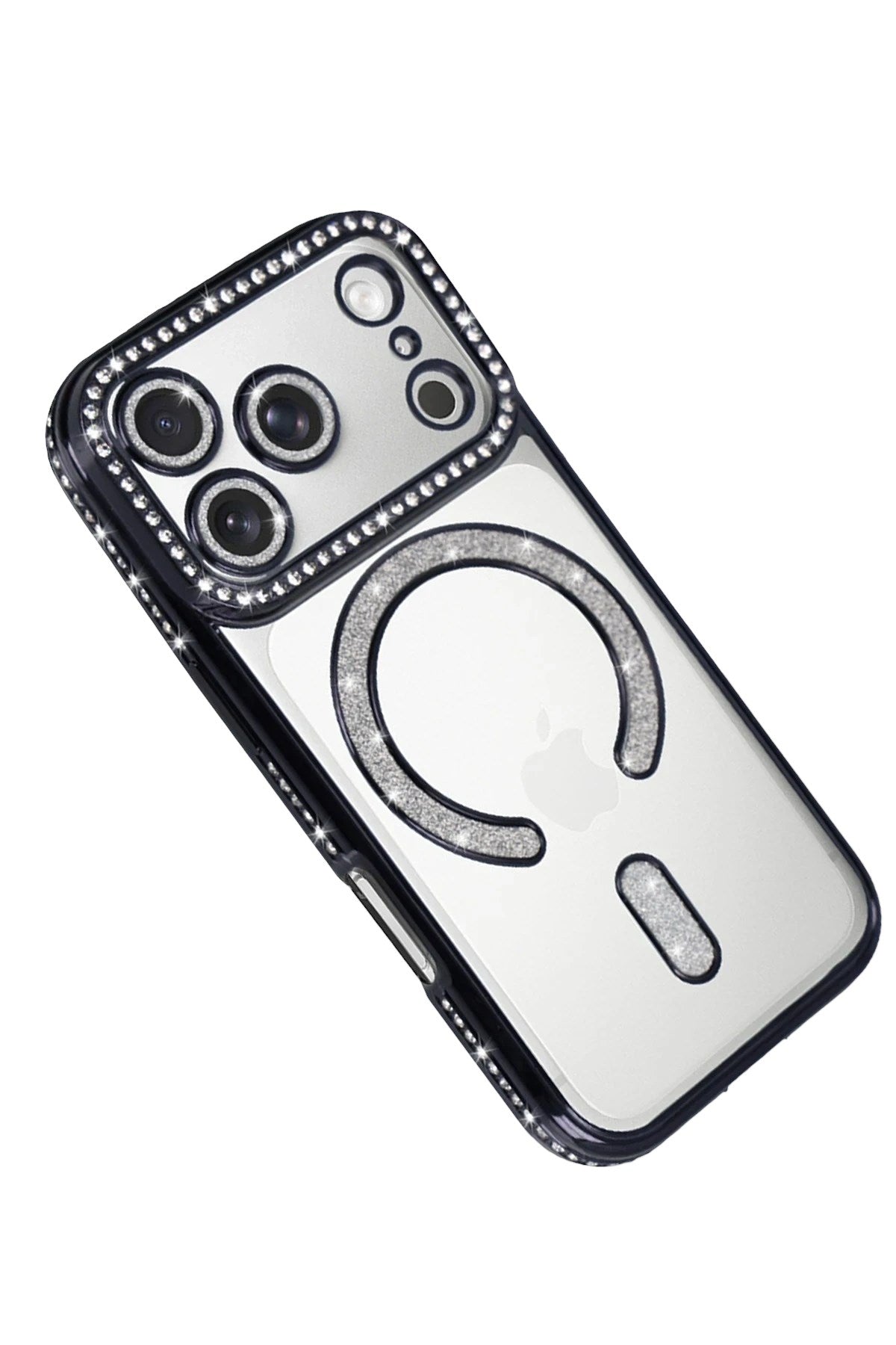 Mey İthalat® iPhone 17 Pro Joke Simli Magneticsafe Kılıf - Siyah