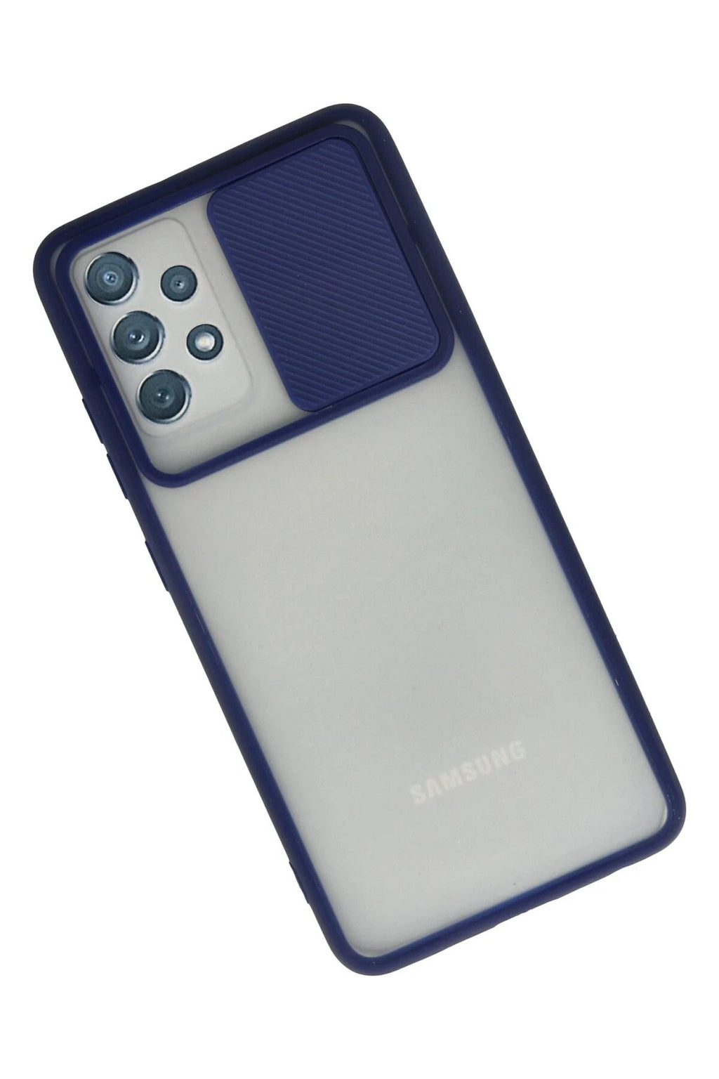 Mey İthalat® Samsung Galaxy A72 Kılıf Palm Buzlu Kamera Sürgülü Silikon - Lacivert