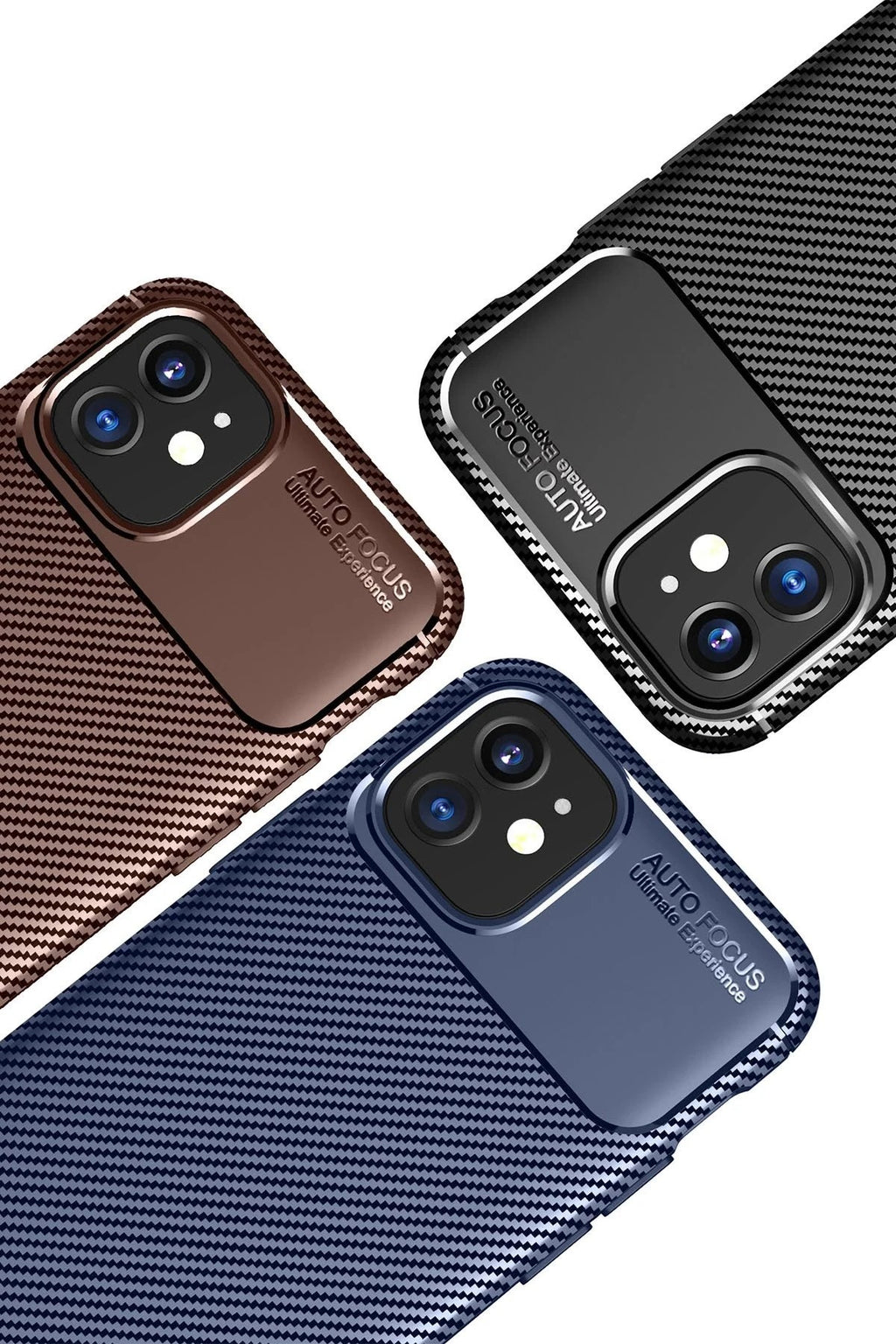 Mey İthalat® iPhone 12 Mini Kılıf Auto Focus Karbon Kapak - Kahverengi