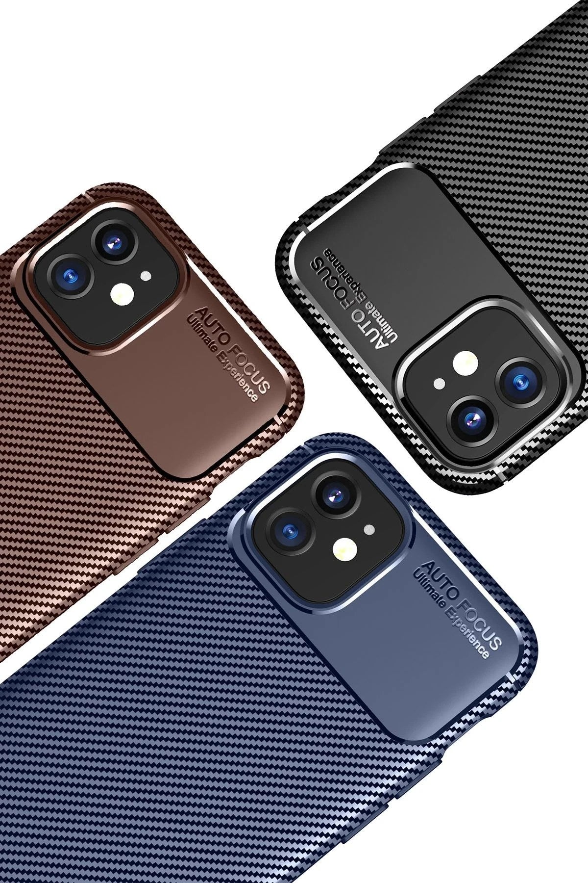 Mey İthalat® iPhone 12 Mini Kılıf Auto Focus Karbon Kapak - Kahverengi