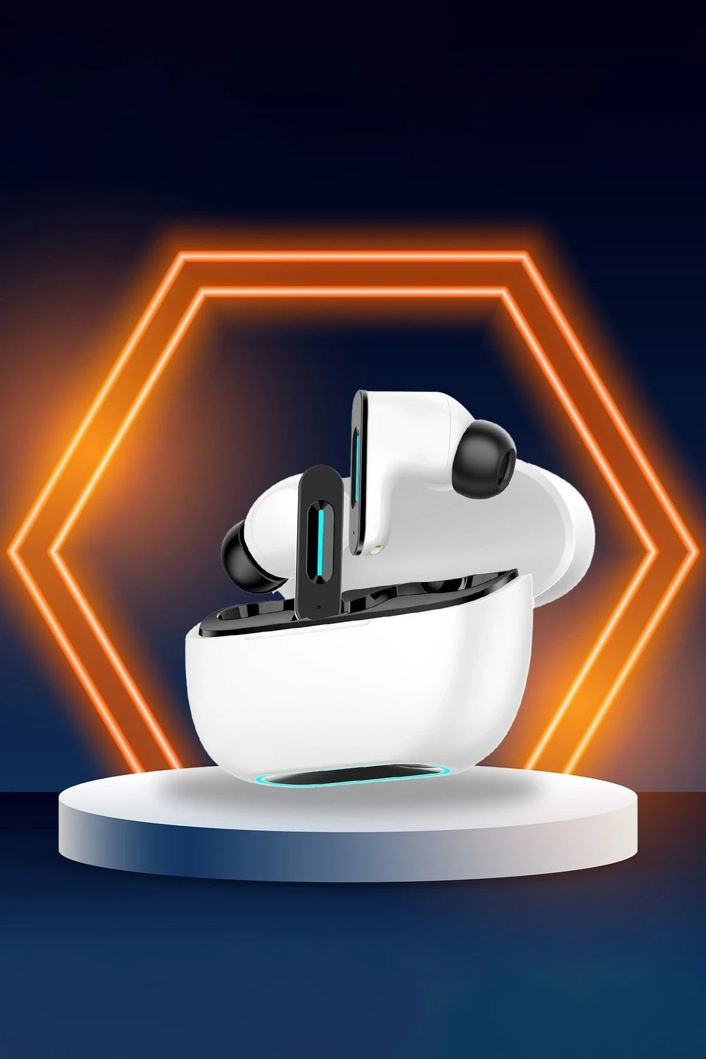 Mey İthalat® LS-518 Aktif Gürültü Engelleyici Özellikli TWS Airpods Kulaklık - Beyaz-Siyah