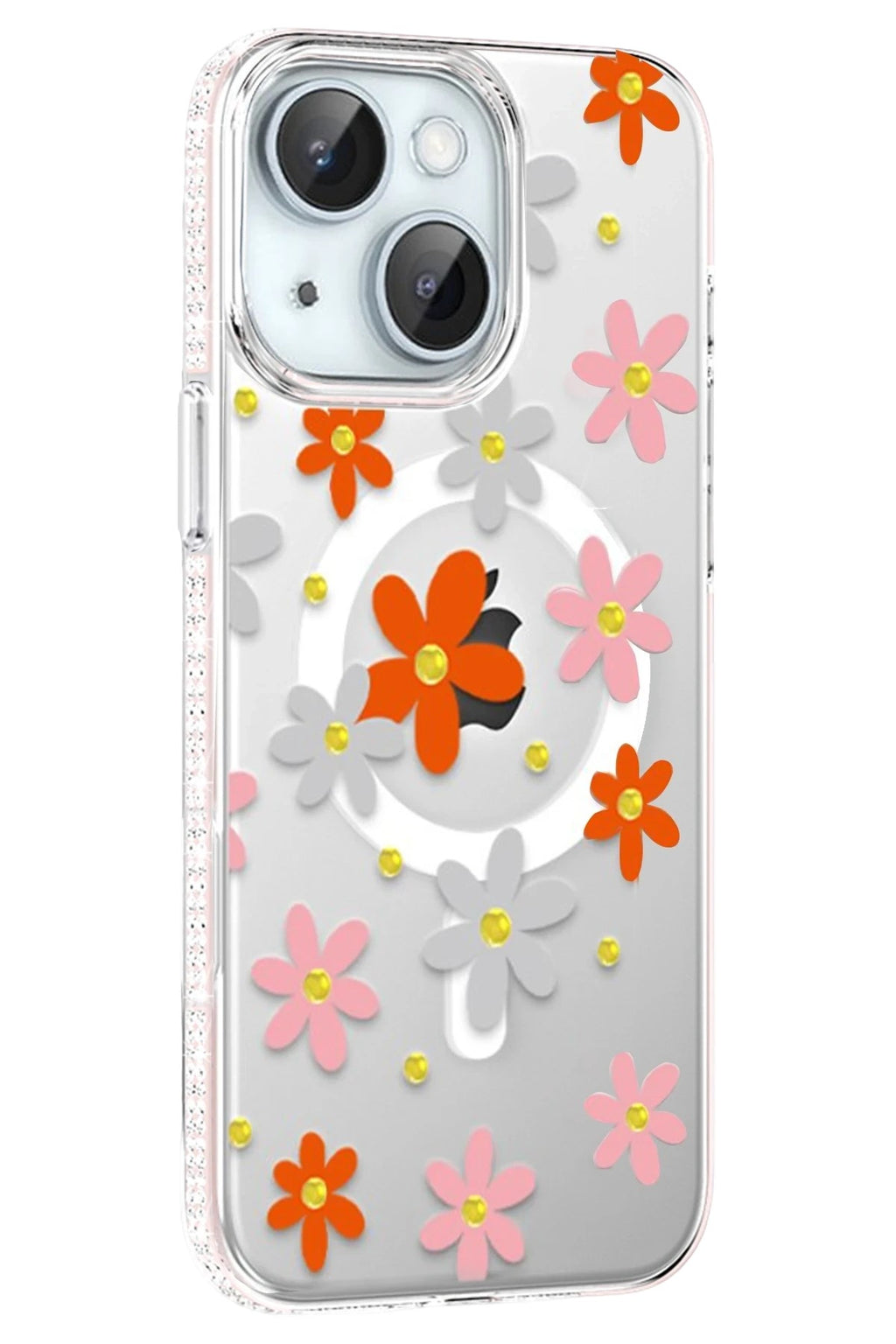 Mey İthalat® iPhone 14 Floral Magsafe Kapak - Turuncu