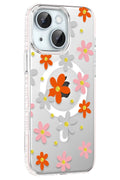 Mey İthalat® iPhone 14 Floral Magsafe Kapak - Turuncu