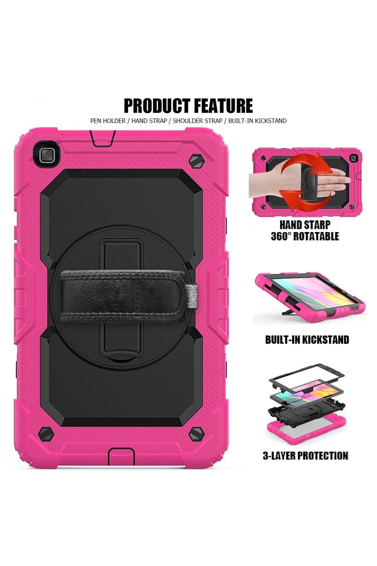 Mey İthalat® Samsung Galaxy T290 Tab A 8 Kılıf Pars Tablet Kapak - Pembe
