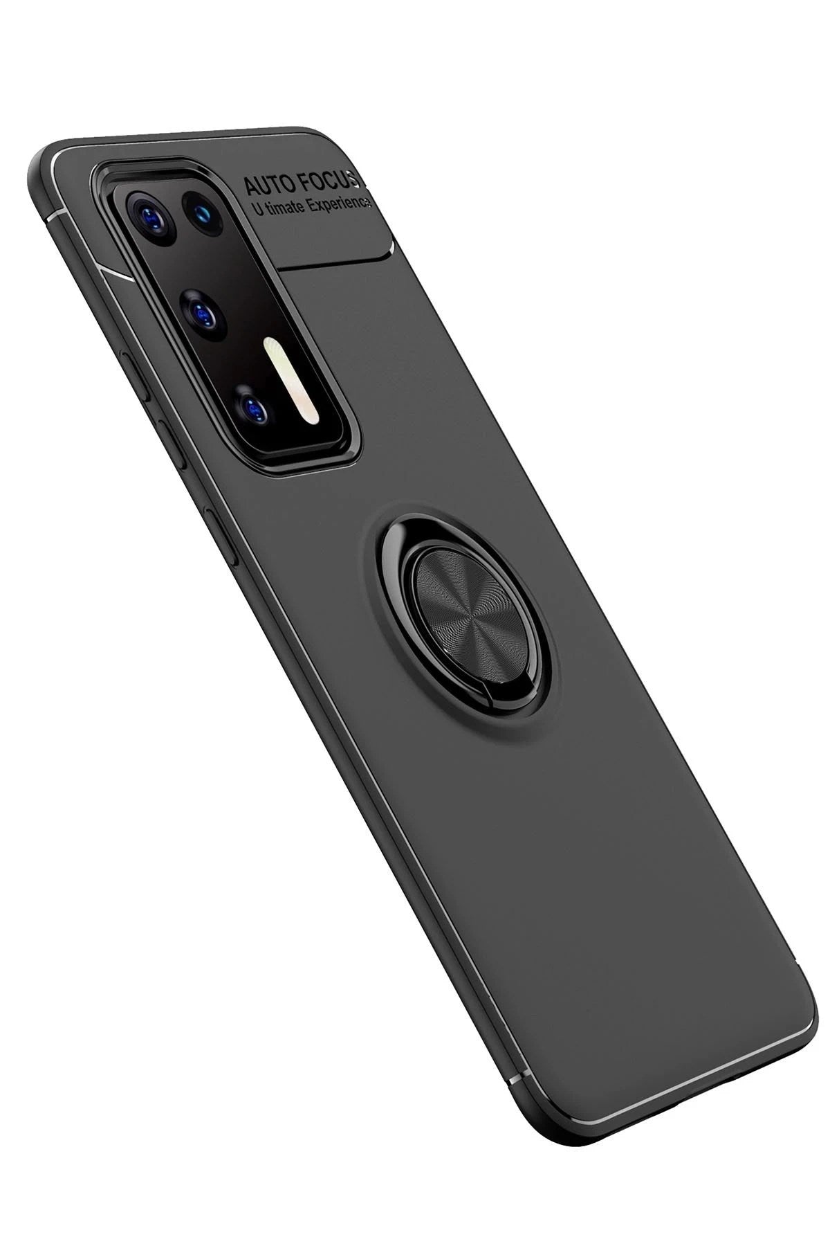 Mey İthalat® Huawei P40 Kılıf Range Yüzüklü Silikon - Siyah