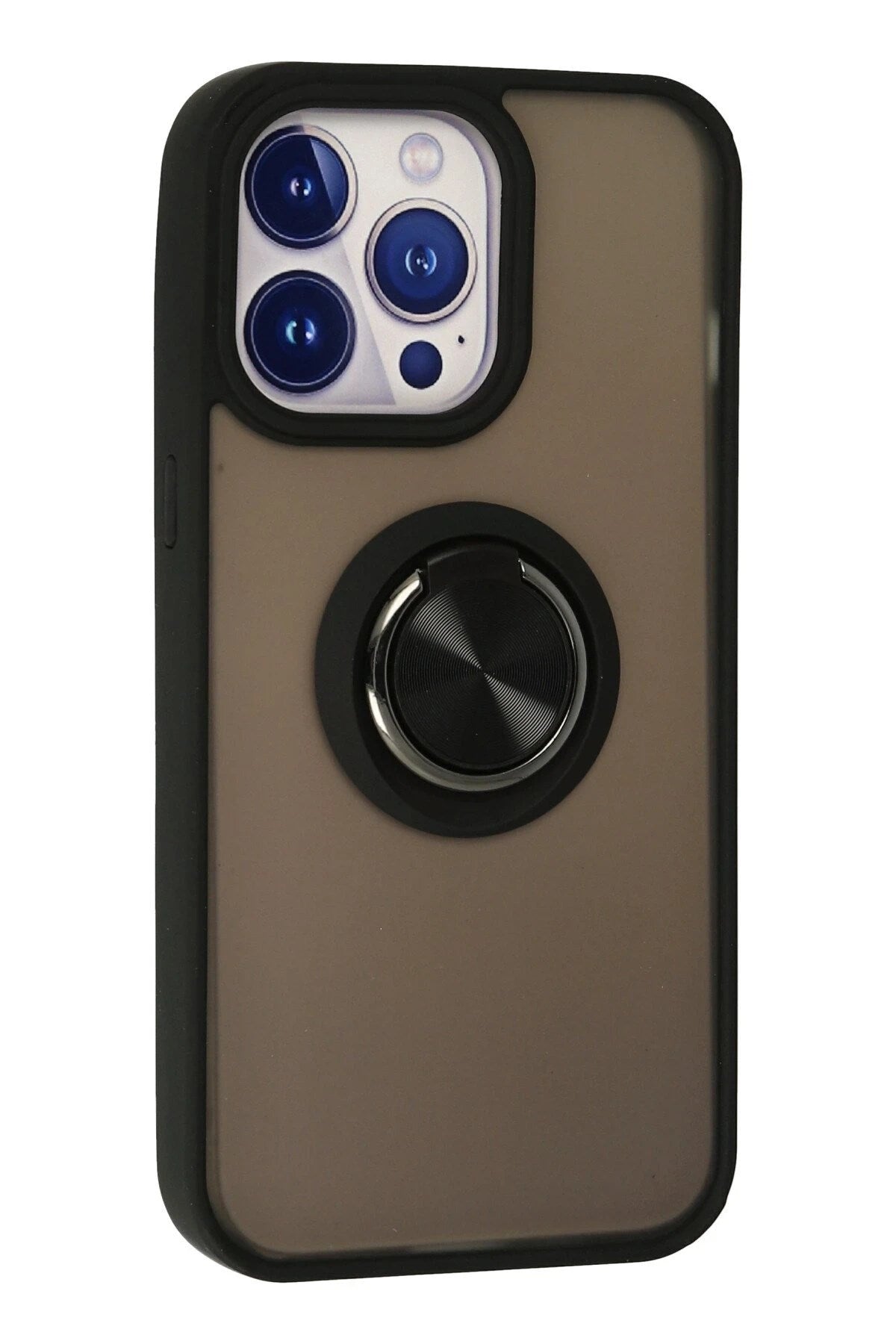 Mey İthalat® iPhone 13 Pro Max Kılıf Montreal Yüzüklü Silikon Kapak - Siyah