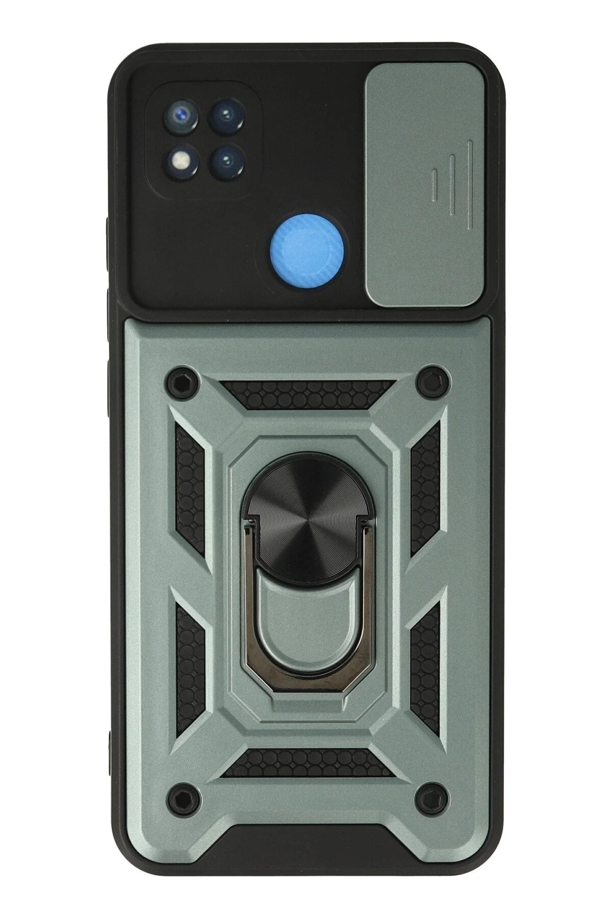 Mey İthalat® Redmi 9C Kılıf Pars Lens Yüzüklü Silikon - Yeşil