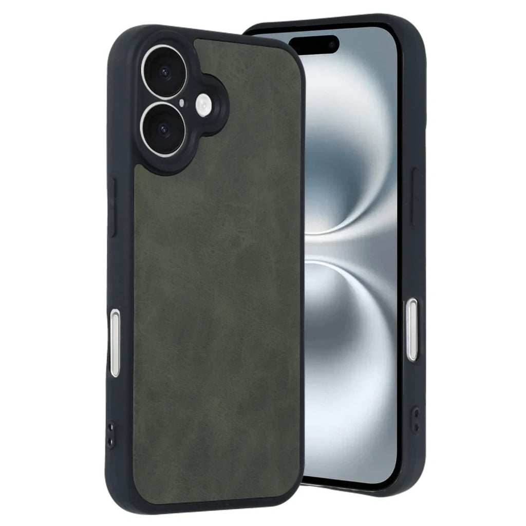 Mey İthalat® iPhone 16 Kılıf Aras Deri Kapak - Koyu Yeşil