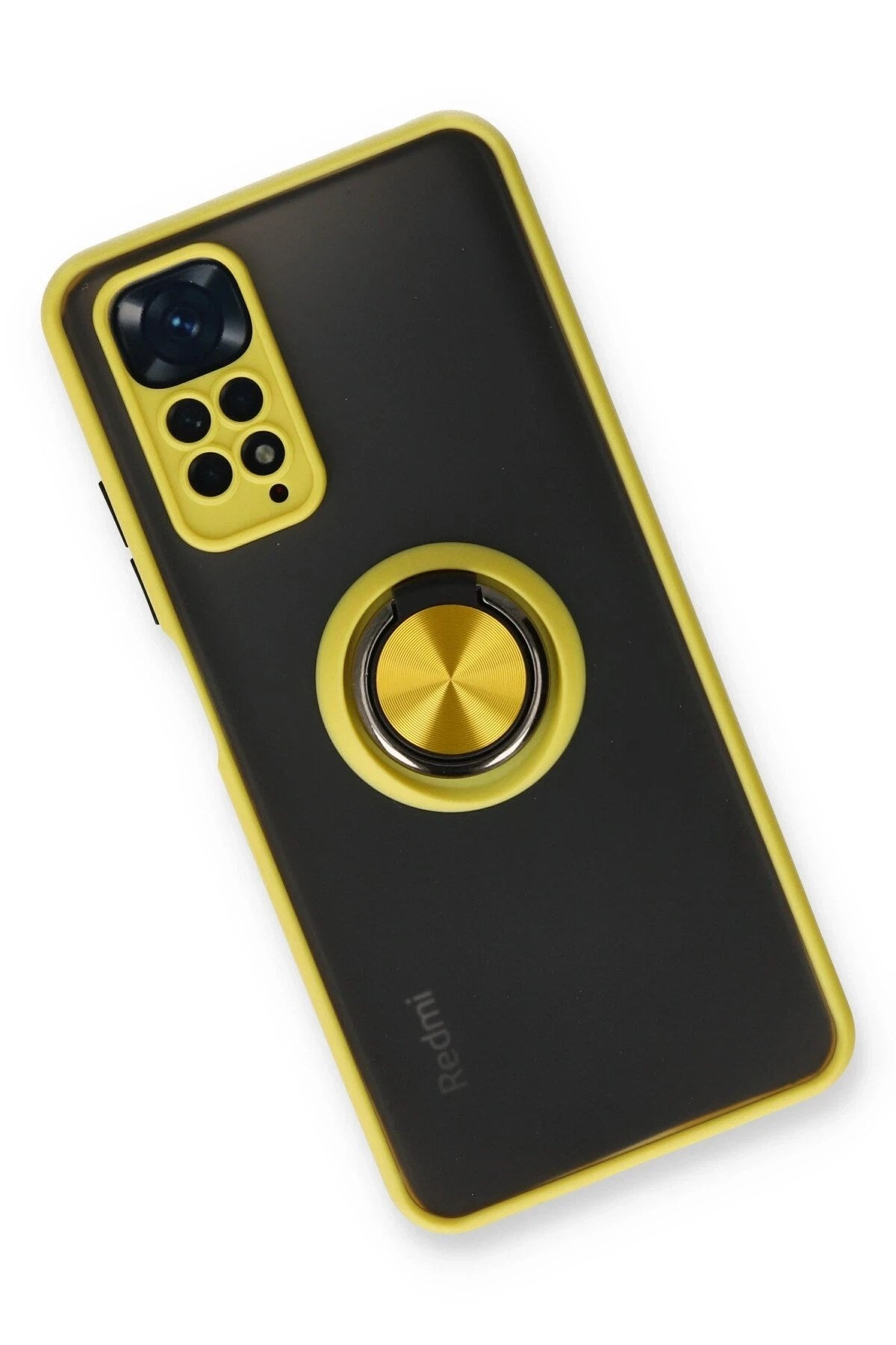 Mey İthalat® Redmi Note 11 Kılıf Montreal Yüzüklü Silikon Kapak - Sarı
