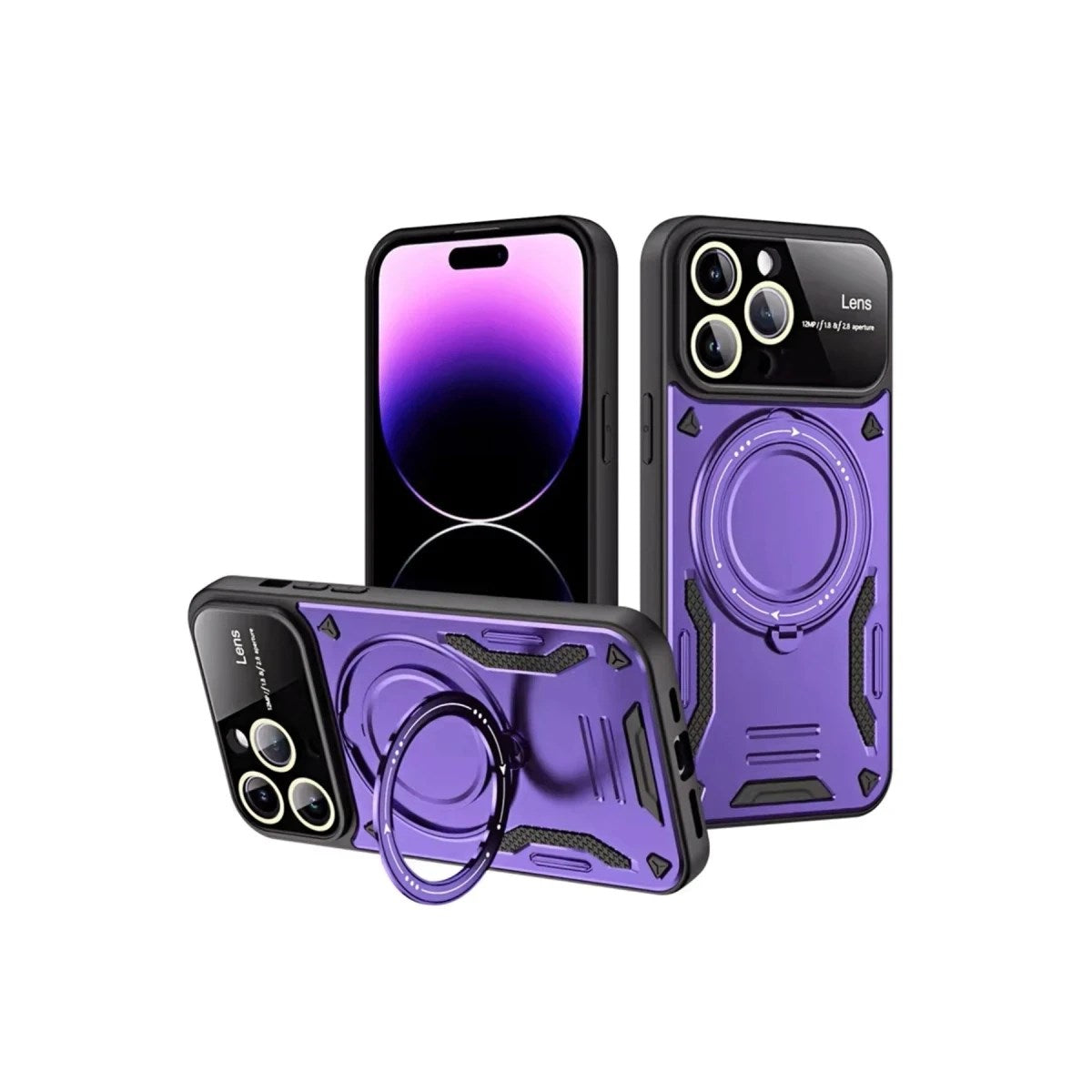 Mey İthalat® iPhone 16 Pro Max Kılıf Joy Lens Standlı Kapak - Mor