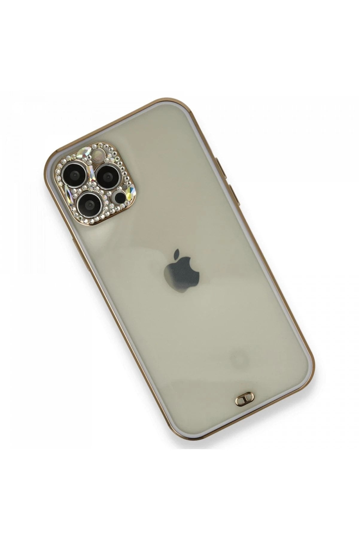 Mey İthalat® iPhone 12 Pro Kılıf Liva Taşlı Silikon - Mor