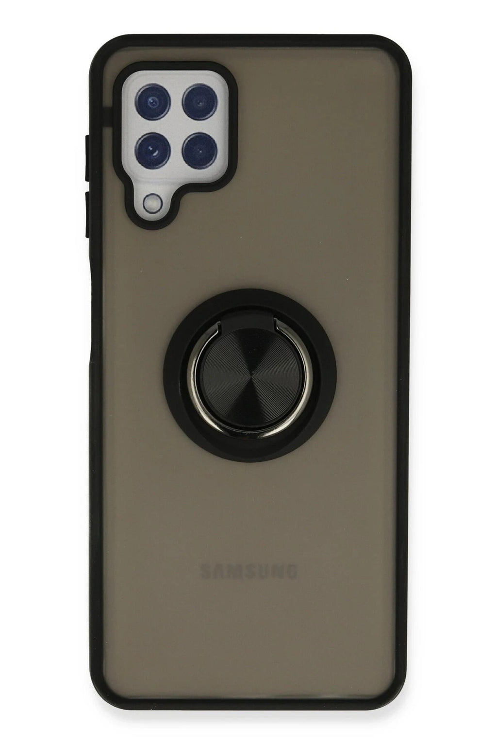 Mey İthalat® Samsung Galaxy A22 Kılıf Montreal Yüzüklü Silikon Kapak - Siyah