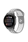 Mey İthalat® Watch 20mm Spor Delikli Kordon - Gri-Beyaz