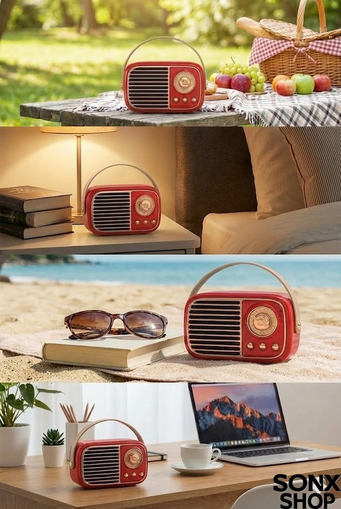 SONX Nostaljik Retro Bluetooth - FM Radyo, USB ve Bluetooth Kablosuz Hoparlör