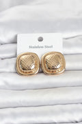 Mey İthalat® 316L Çelik Gold Renk Düğme Model Kadın Küpe