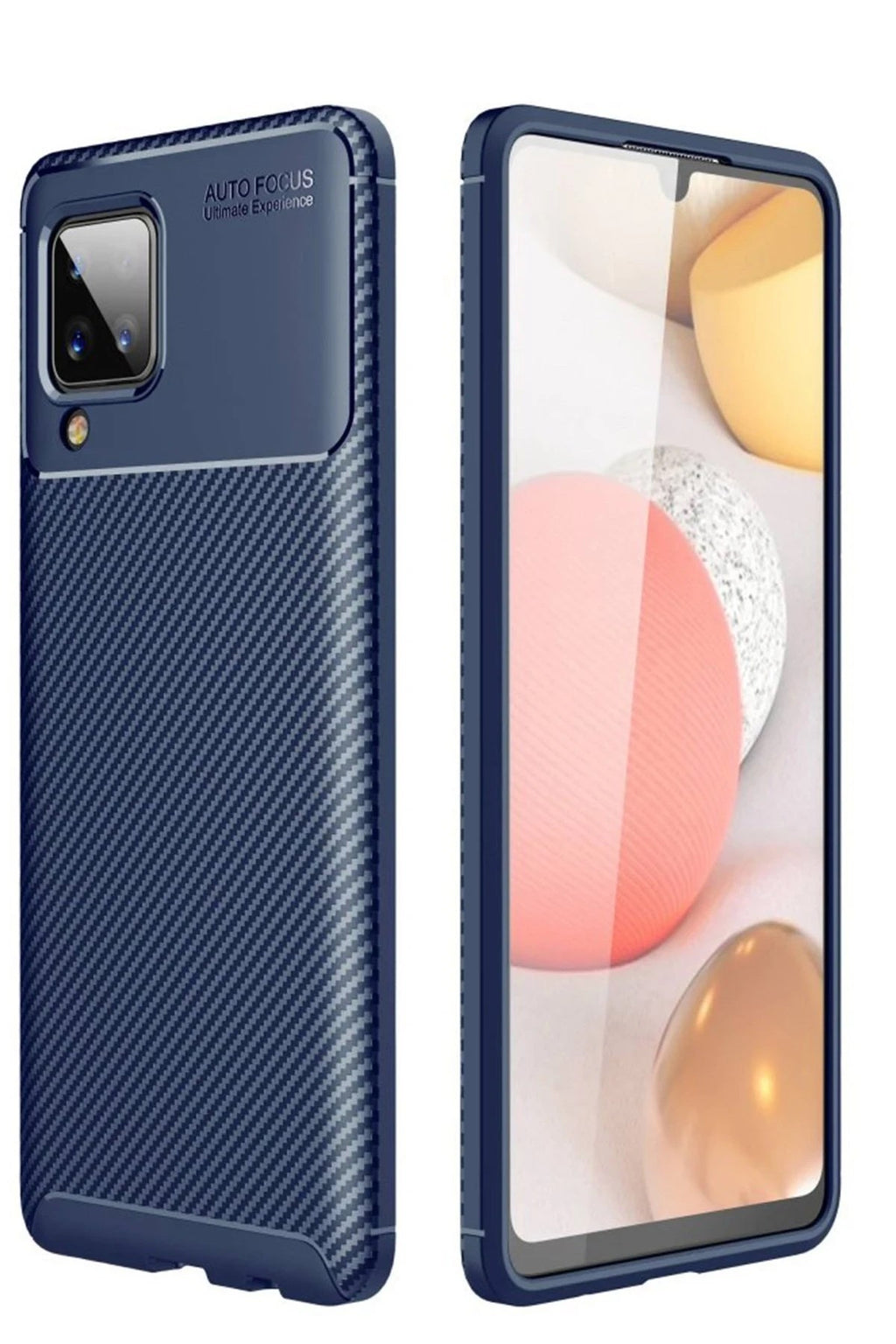 Mey İthalat® Samsung Galaxy A22 Kılıf Auto Focus Karbon Kapak - Lacivert