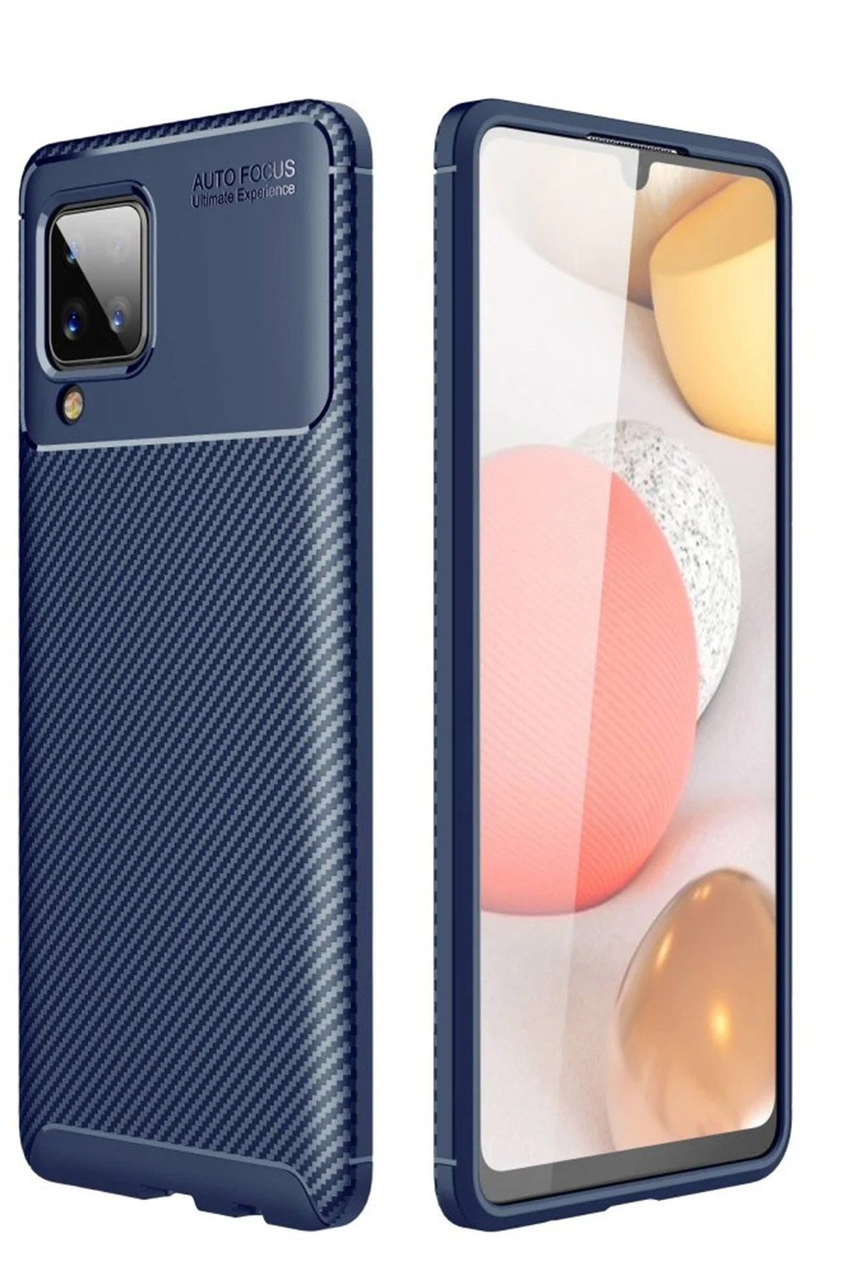 Mey İthalat® Samsung Galaxy A22 Kılıf Auto Focus Karbon Kapak - Lacivert