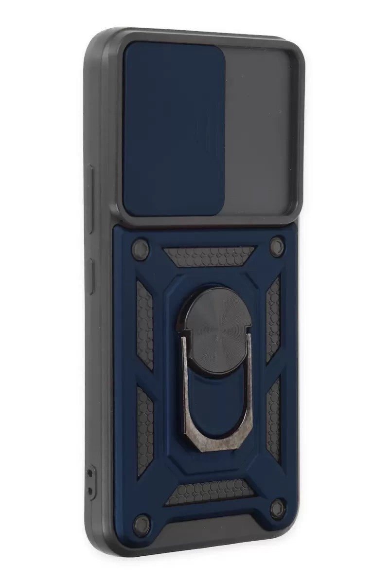 Mey İthalat® Samsung Galaxy S22 Kılıf Pars Lens Yüzüklü Silikon - Lacivert