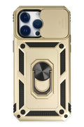 Mey İthalat® iPhone 14 Pro Kılıf Pars Lens Yüzüklü Silikon - Gold
