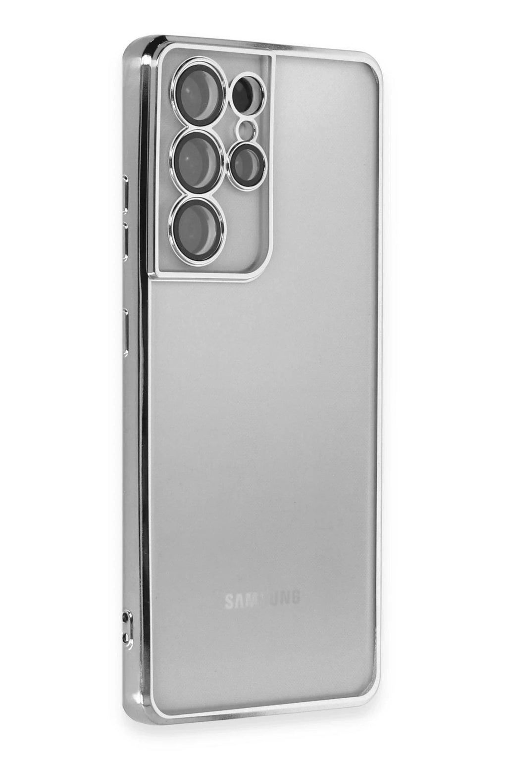 Mey İthalat® Samsung Galaxy S21 Ultra Kılıf Lensli Silikon - Gümüş