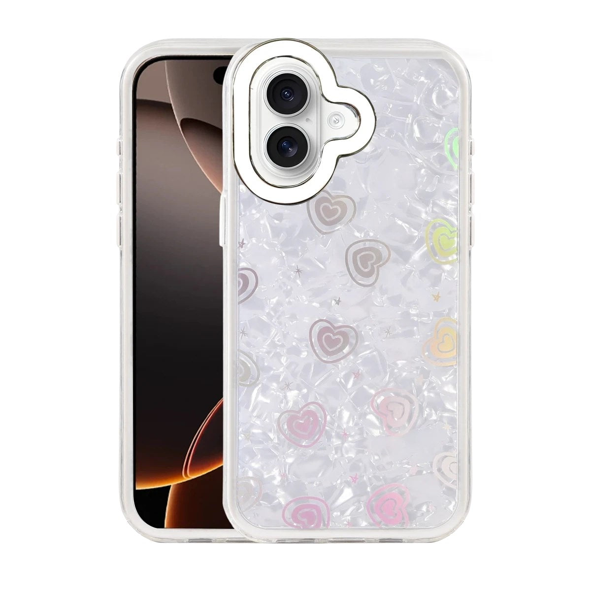 Mey İthalat® iPhone 16 Lumi Desenli Kapak - Beyaz
