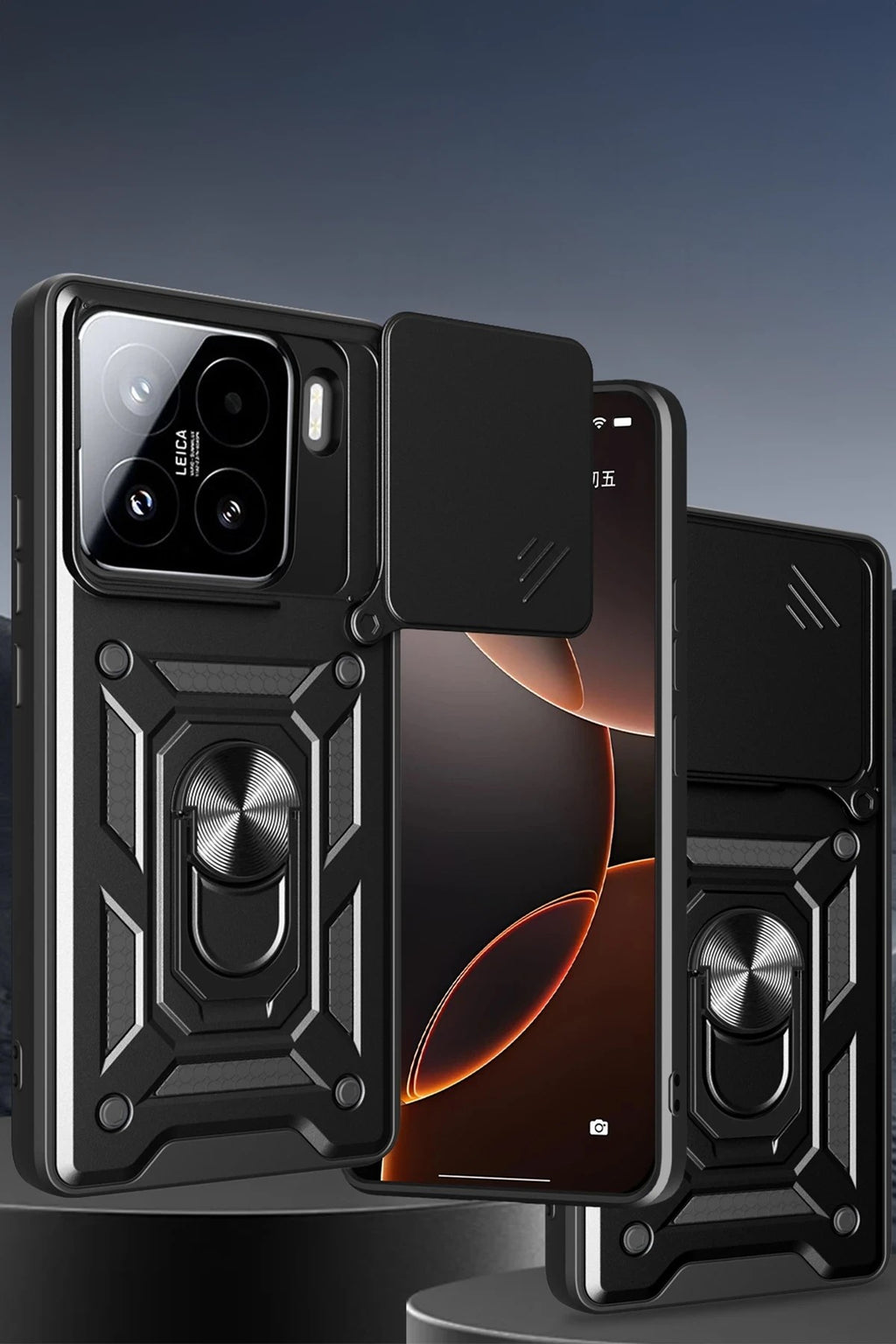 Mey İthalat® Mi 15 Pro Kılıf Pars Lens Yüzüklü Silikon - Siyah