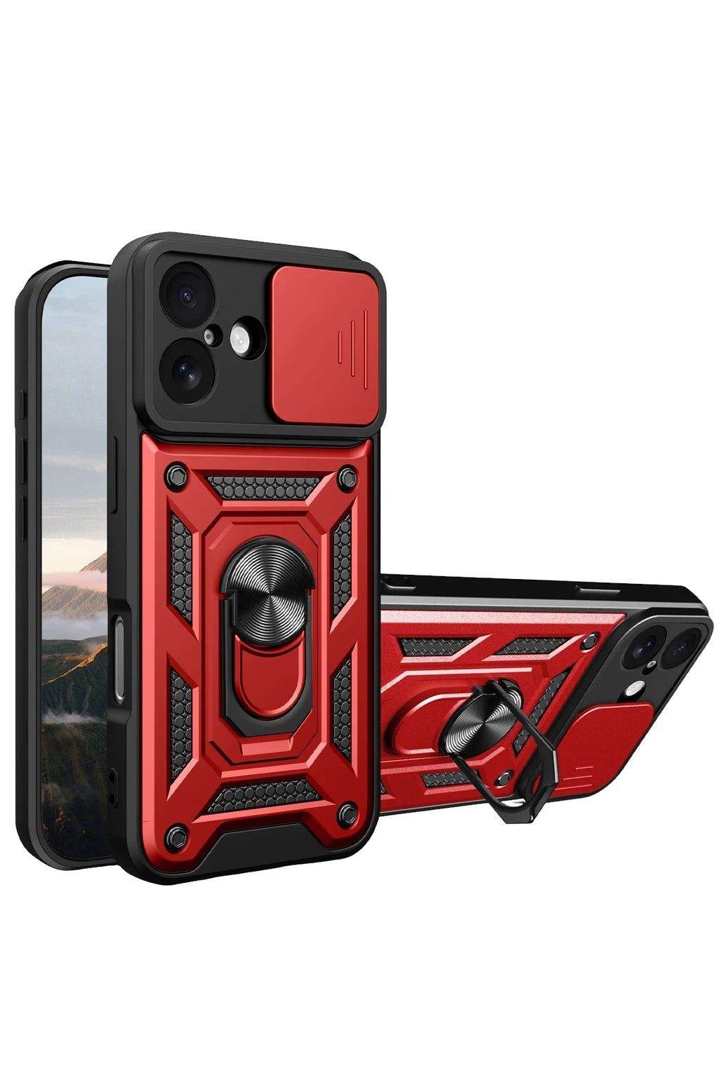 Mey İthalat® iPhone 17 Pars Lens Yüzüklü Silikon - Kırmızı