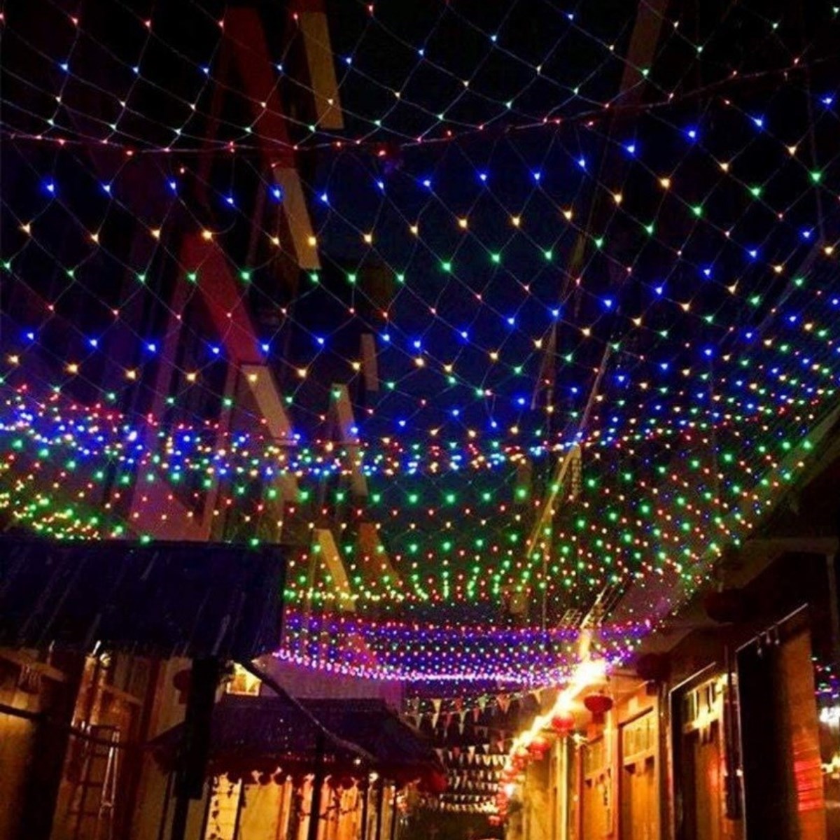 1x2 Metre Dekoratif File Ağ Perde 192 LED 8 Animasyonlu Farklı Işık Modu RGB Fişli