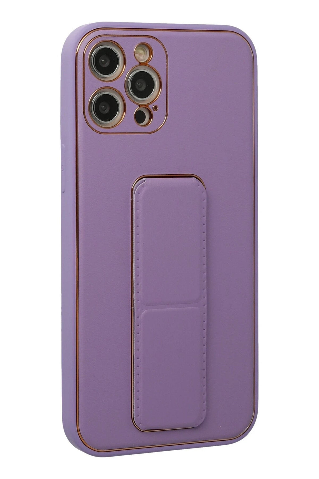 Mey İthalat® iPhone 12 Pro Kılıf Coco Deri Standlı Kapak - Lila