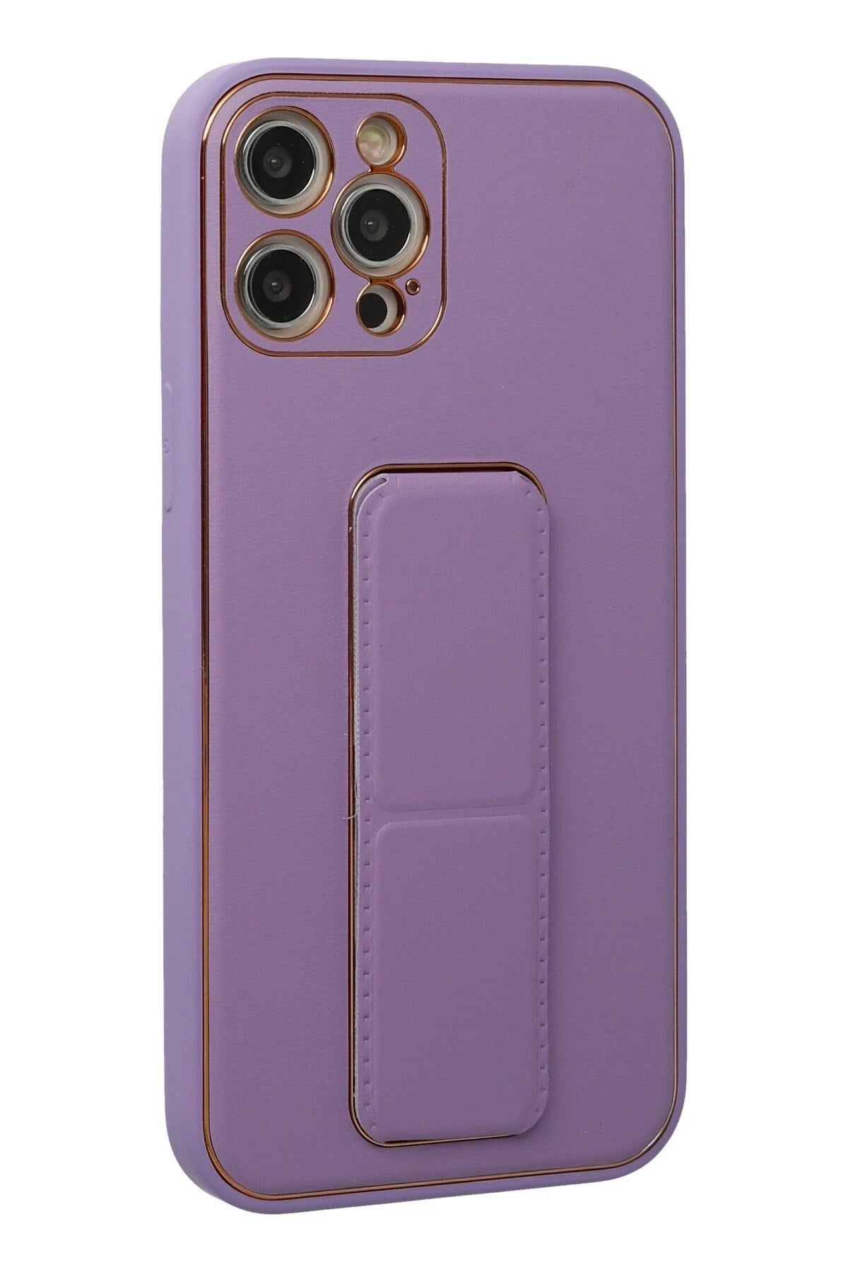 Mey İthalat® iPhone 12 Pro Kılıf Coco Deri Standlı Kapak - Lila