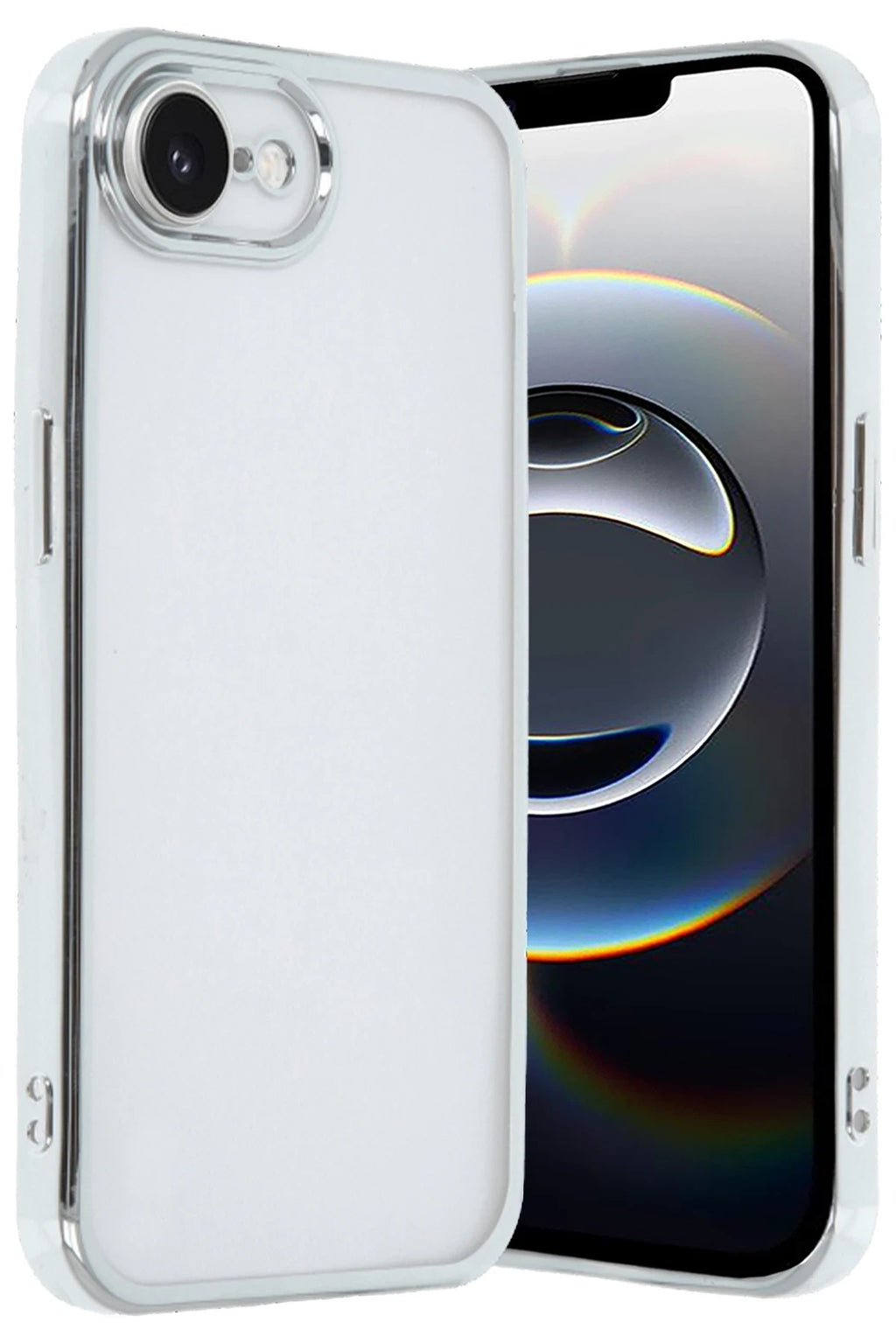 Mey İthalat® iPhone 16E Kılıf Lensli Silikon - Gümüş